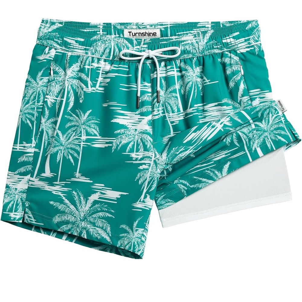 Turnshine Swim Trunks Compression Liner 5" Stretch Quick Dry Board Shorts XL